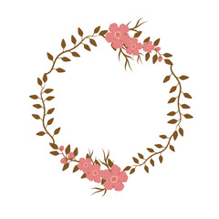 Wreath flower frame with leaves 