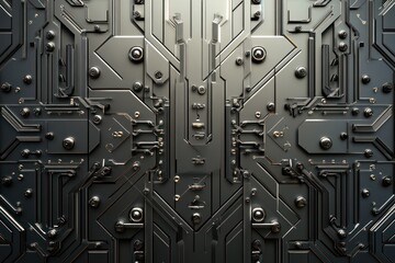 Fototapeta premium Futuristic Black Metallic Circuit Board Design Background