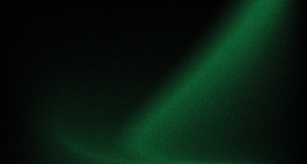 Abstract grainy black with dark green gradient, graininess, noise, website banner design, copy space