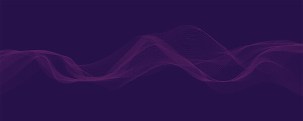 Purple background with flowing wavy lines. Futuristic technology concept. 