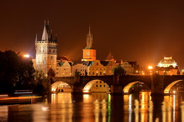 Obraz premium Charles Bridge (Karluv most) Landmark stone bridge in Prague Czech (Praha, Czechia)