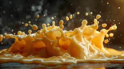 Golden Liquid Splash 3D Illustration