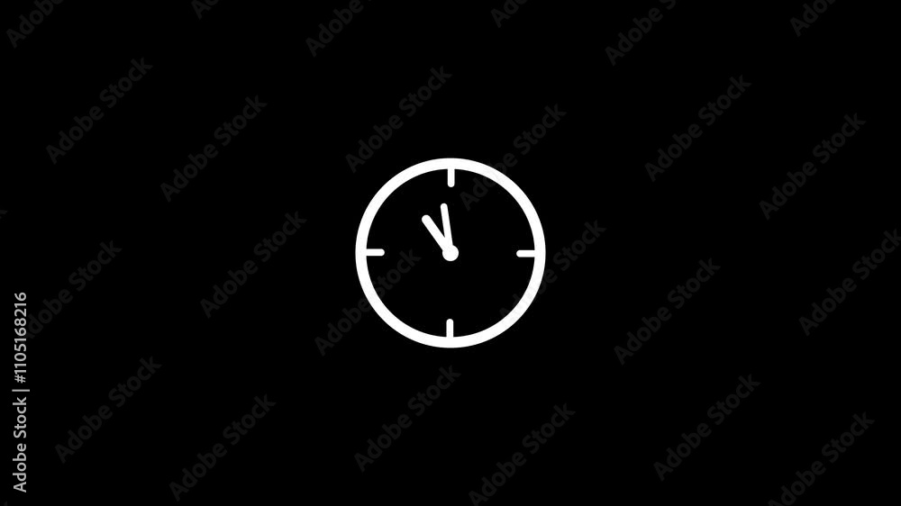 Poster clock animation in 12 hour loop animation with optional luma matte. alpha luma matte included.