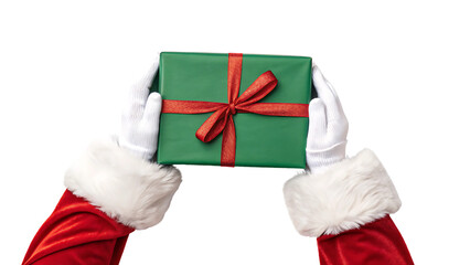 Beautifully Wrapped Green Gift on a Transparent Background