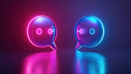 Neon Speech Bubbles in a Digital Landscape