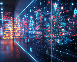 Fototapeta premium Ai generated christmas lights display urban environment digital art festive season night viewpoint holiday concept