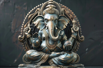 Fototapeta premium Greeting card with bright holiday composition for Ganesh Chaturthi
