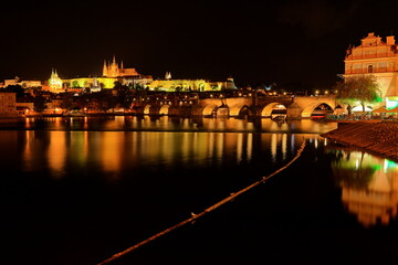 Charles Bridge (Karluv most) Landmark stone bridge in Prague Czech (Praha, Czechia)