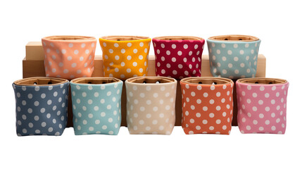 Trendy fabric bins for organizing your home. Practical yet stylish design for any modern living space, isolated on transparent background.