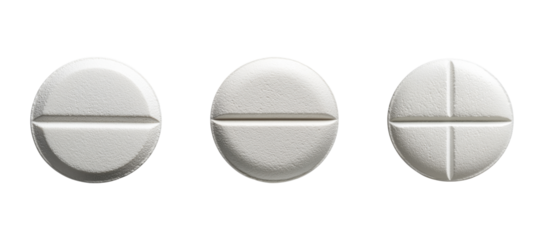 Set of Pharmaceutical pills for medical use isolated on transparent background