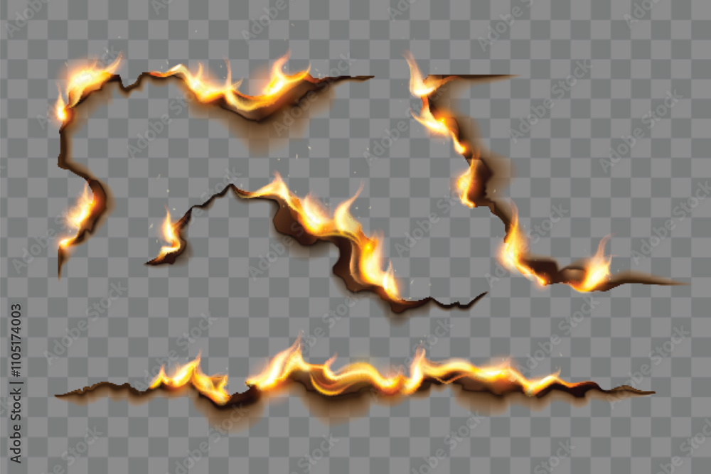 Poster rip burnt paper edge effect. fire texture border. ash on page for realistic frame. old torn sheet li