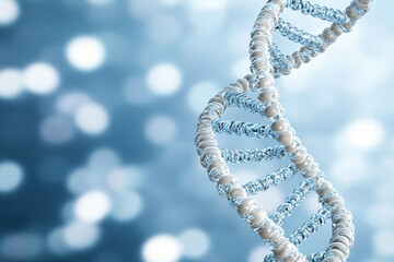 Abstract DNA Helix Rendered in Scientific Style with Futuristic Light Effects for Genetic Research, Molecular Biology, and Biotechnology Concepts