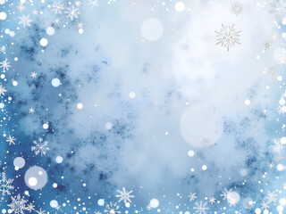 Fototapeta premium Serene winter background with snowflakes and ethereal blue atmosphere, digital art of abstract concept.