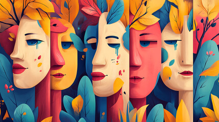 Obraz premium Faces art, wallpaper, the art of expressing a variety of emotions