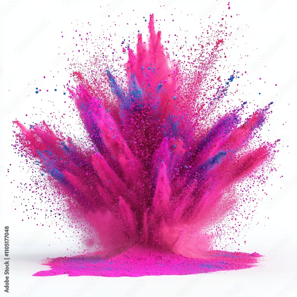 Poster a vibrant explosion of pink and blue powder, creating a dynamic display of color and texture against