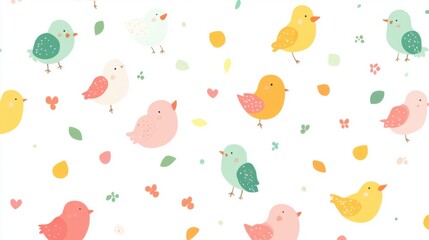 Whimsical Avian Art: Cartoon Birds on White Background