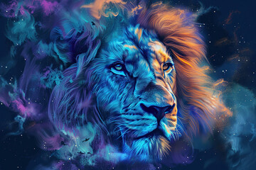 Astrological composition with concept of Leo zodiac sign symbol