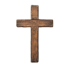 Wooden cross, isolated, transparent background, png