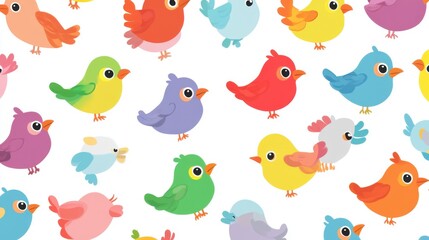 Whimsical Avian Art: Cartoon Birds on White Background