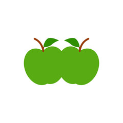 Two apples together. A pair of green apples. Vector illustration on white background.	
