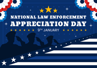 National Law Enforcement Appreciation Day or LEAD Illustration Celebrating and Showing Gratitude to Law Enforcement Officers in a Flat Background