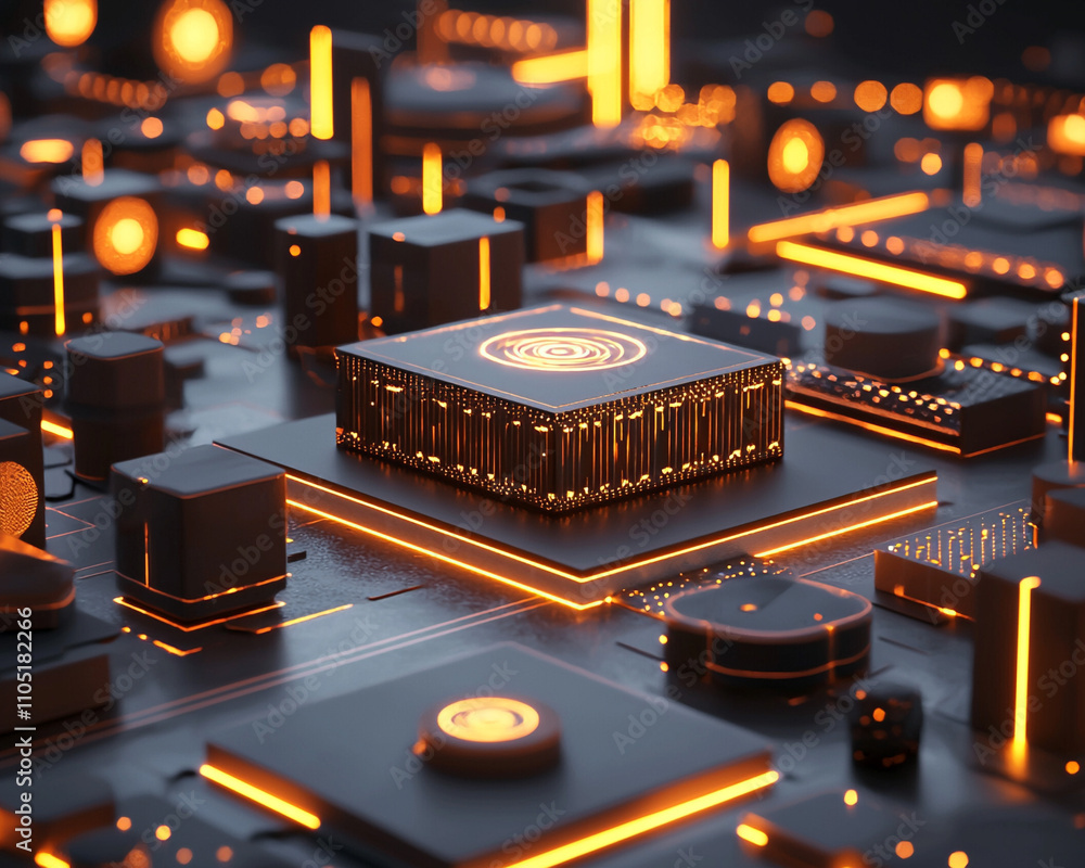 Poster ai generated circuitry design technology lab digital artwork futuristic environment close-up viewpoi