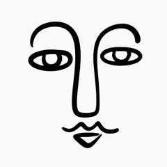 Fashion cubism one line drawing woman face logo