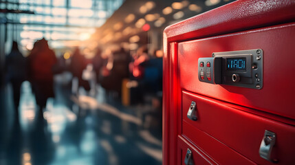 Red Digital Locker 3D Illustration