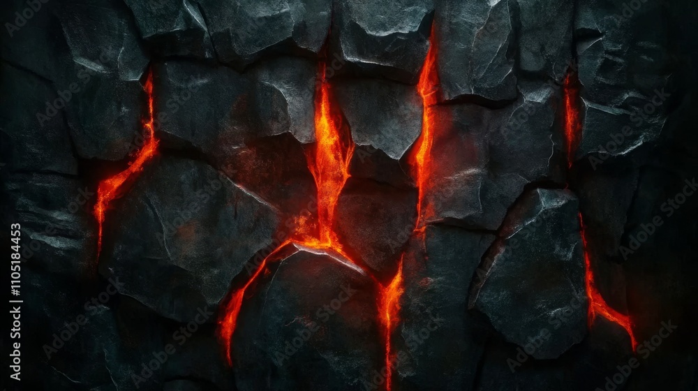 Poster soft light highlights intricate surface patterns on natural black slate rock captured with a macro l