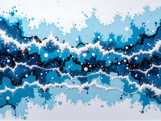 Obraz premium Abstract waves in vibrant blue and white a visual oceanic journey, digital art of abstract concept.