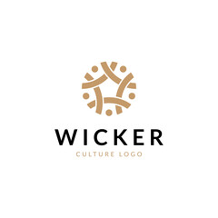 Wicker people embrace logo design template vector illustration