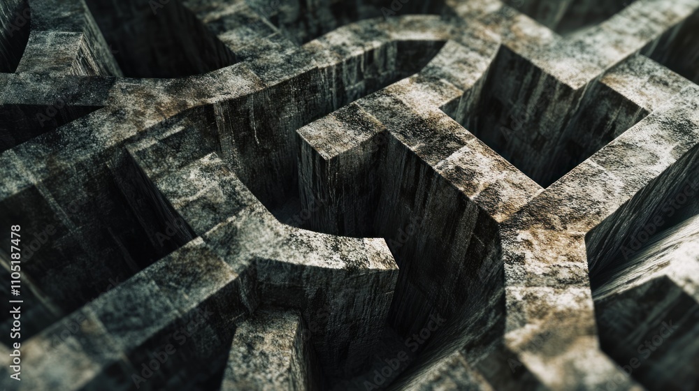 Poster Ancient Stone Maze Intricate Design Pattern