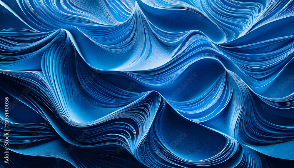 Poster blue pattern background with waves in the form of a wave