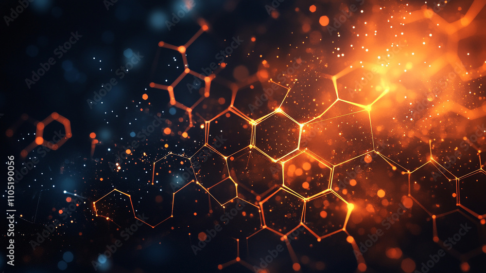 Poster ai-generated abstract visualization of molecular structures digital art technology environment futur