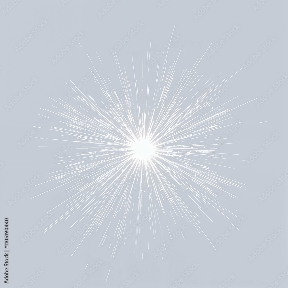 Poster bright light source with rays on a white background