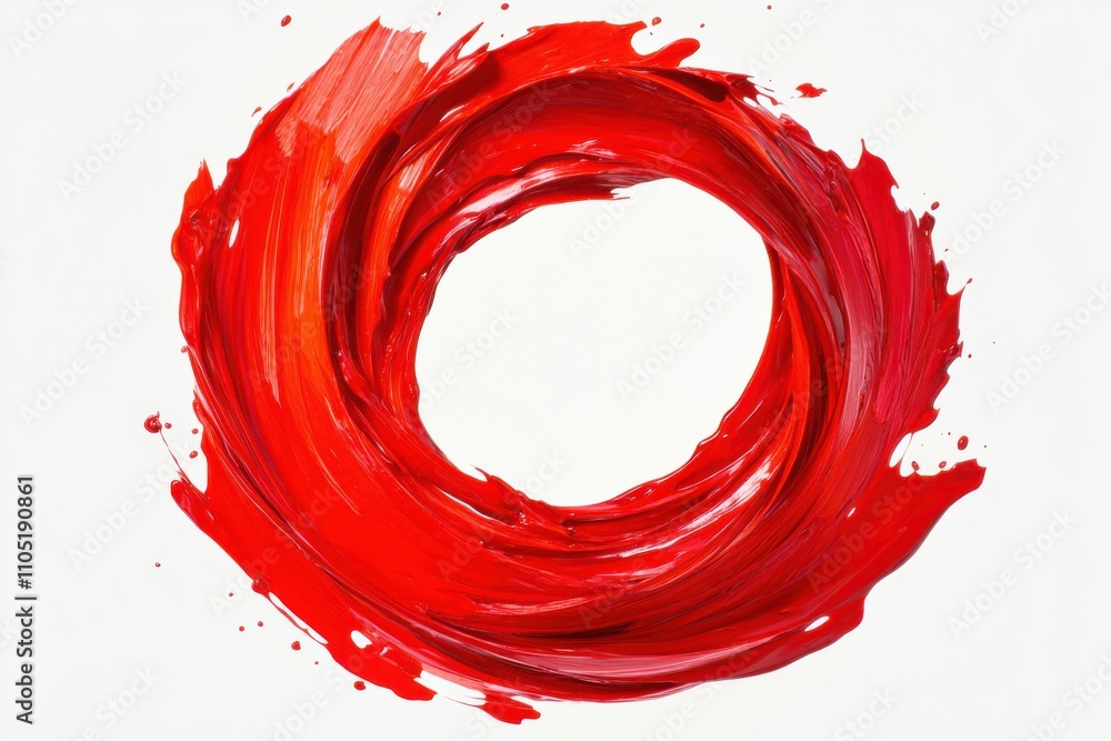 Aufkleber a bold splash of red paint forming a circular shape with irregular edges and scattered droplets