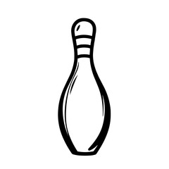 Classic Bowling Pin Hand-Drawn Black and White Illustration