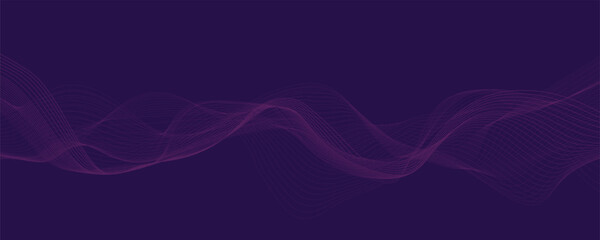 Purple background with flowing wavy lines. Futuristic technology concept. 