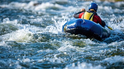 Naklejka premium Rafting Through Rapids: A Thrilling Adventure
