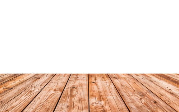empty wooden table front view on a white isolated on transparent background - Powered by Adobe