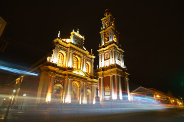 Catedral church from colonial style during night.