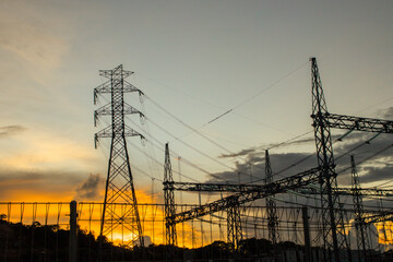 Power lines at sunset	