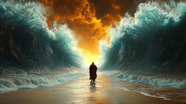 Moses splitting the red sea