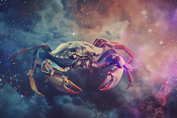 Astrological composition with concept of Cancer zodiac sign symbol