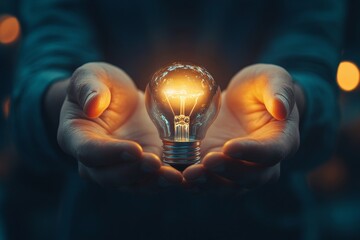 illustration of a lighted lamp, creative ideas are obtained with the indicator of a lighted lamp