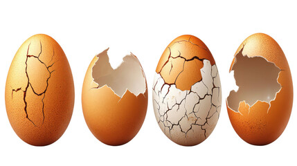 Cracked egg isolated on white background
