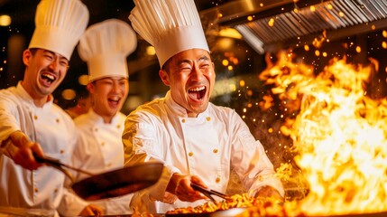Culinary Blaze: Chefs in Action