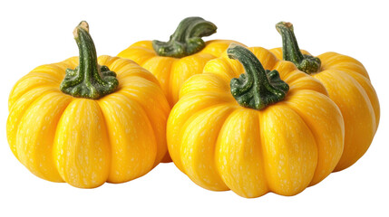 set of pumpkins isolated on white background