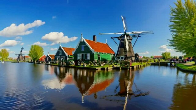 dutch windmill in the morning