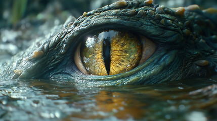 close up of the eye of a giant beast in water